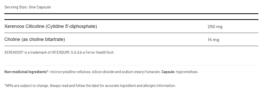 AOR_Citicoline_60_Capsules Ingredients