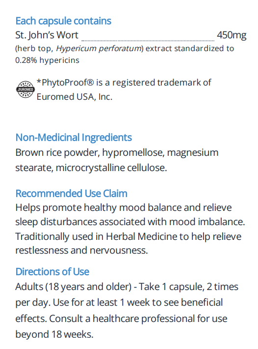 Cyto-Matrix St. John's Wort 90 Vegetable Capsules ingredients