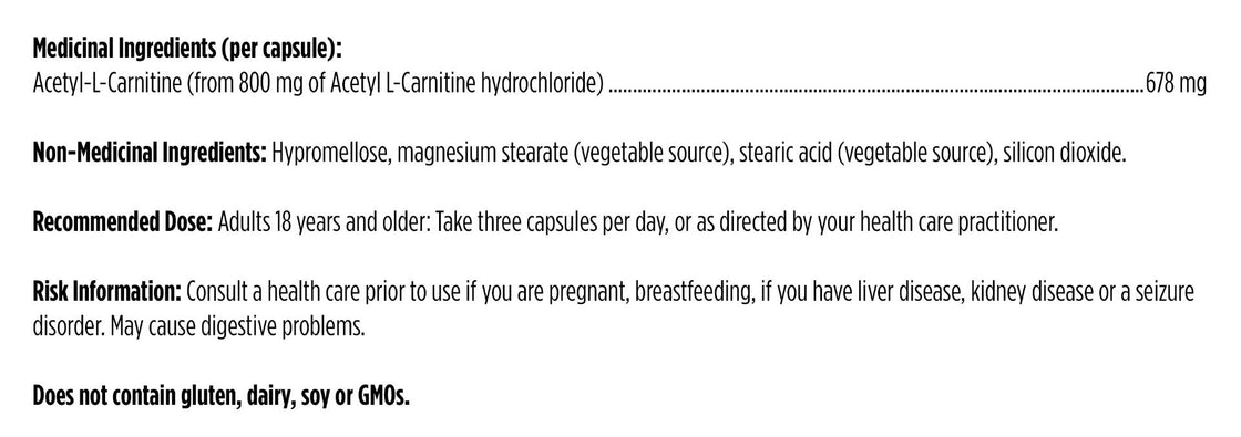 Designs for Health Acetyl L-Carnitine 90 Vegetarian Capsules ingredients