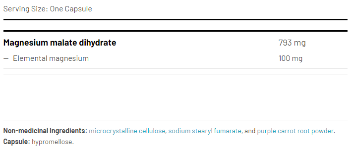 AOR_Mag_Malate Renew 120 capsules_ingredients