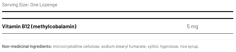 AOR Pro Methyl B12 60 Losenges ingredients