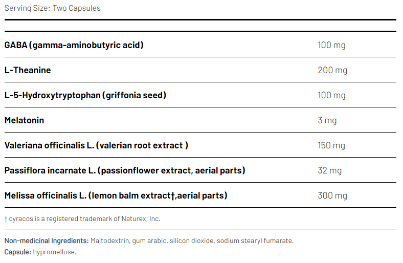 AOR Pro Sleep 60 Vegi-Caps ingredients