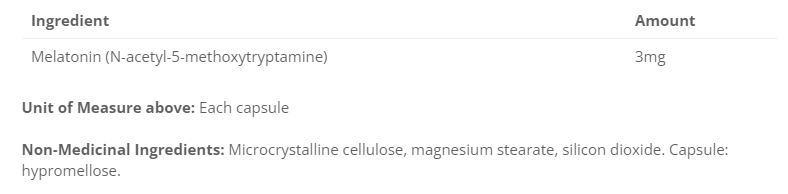 Cyto-Matrix Melatonin 3mg Sustained-Release 60 Vegetable Capsules ingredients
