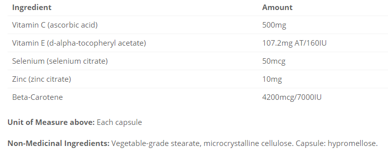 Cyto Matrix A.C.E.S+ Zinc 120 vegetable capsules ingredients