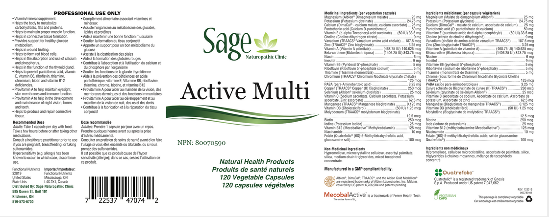 Sage's Active Multi w/o Iron 120 vegetarian capsules