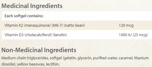 Natural Factors Vitamin K2 & D 120 Softgels