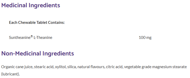 Bioclinic CalmPro 90 Chewable Tablets ingredients 