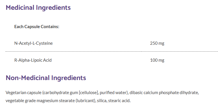 Bioclinic NAC & ALA 90 Capsules ingredients