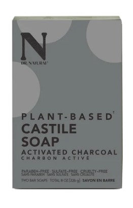 Dr. Natural Activated Charcoal Castile Soap, Two 8oz Bars