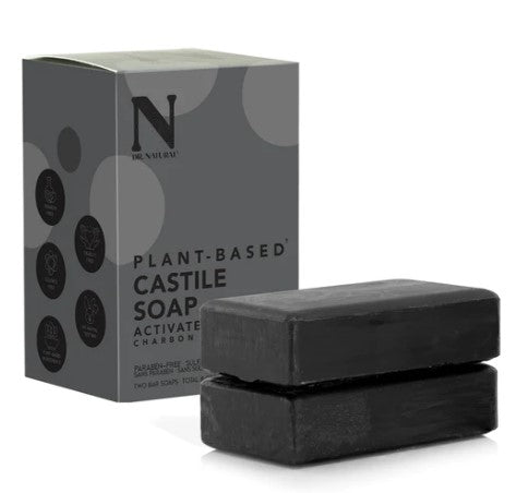Dr. Natural Activated Charcoal Castile Soap, Two 8oz Bars