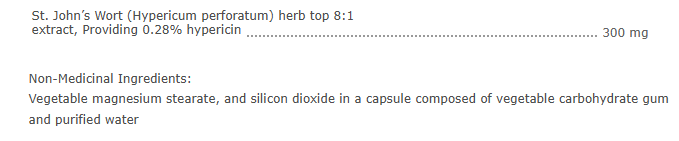 NFH St. John's Wort SAP 60 Caps ingredients 