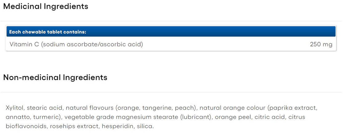Natural Factors Big Friends Vitamin C 250mg Tangy Orange 90 Chewable Tablets