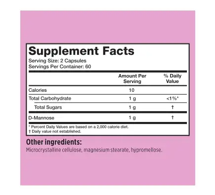 Utiva D-Mannose 120 Veg Caps ingredients