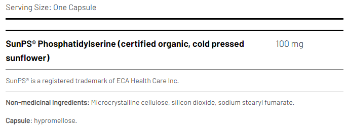 AOR PS-100 60 vegi-caps ingredients
