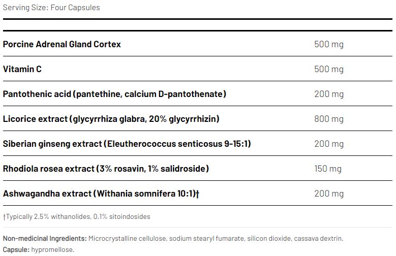 AOR Pro Adapt 120 capsules ingredients