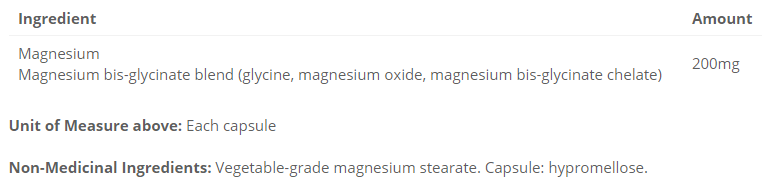 Cyto-Matrix Magnesium Bis-glycinate 200mg 90 Vegetarian Capsules ingredients