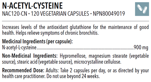 Designs for Health N-Acetyl Cysteine (NAC) 900mg 120 Vegetarian Capsules