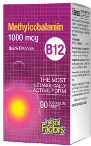 Natural Factors Vitamin B12 Methylcobalamin 1000mcg 90 Sublingual Tablets