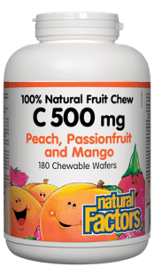 Natural Factors Vitamin C Peach, Passionfruit and Mango 500 mg 90 Chewable Wafers
