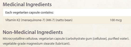 Natural Factors Vitamin K2 120 vegetarian capsules